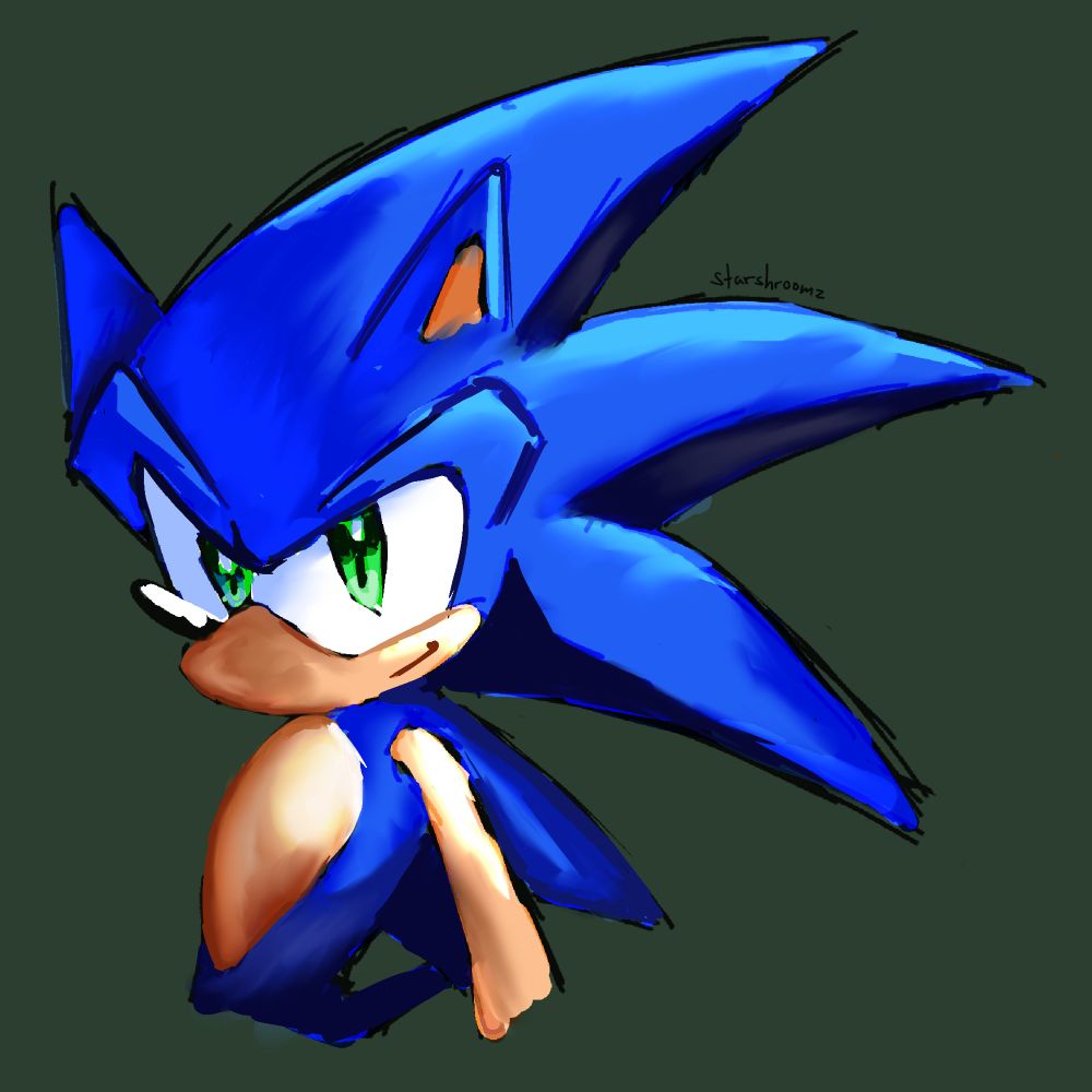 Digital colour study of Sonic the Hedgehog by user starshroomz.