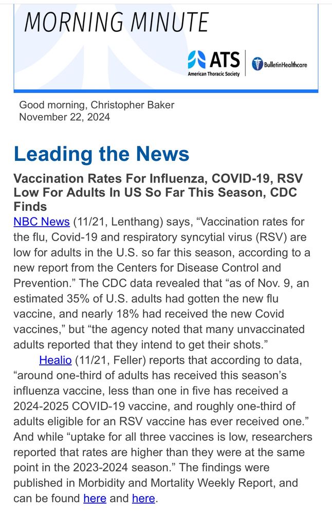 Vaccine rates low. Get your shots now!