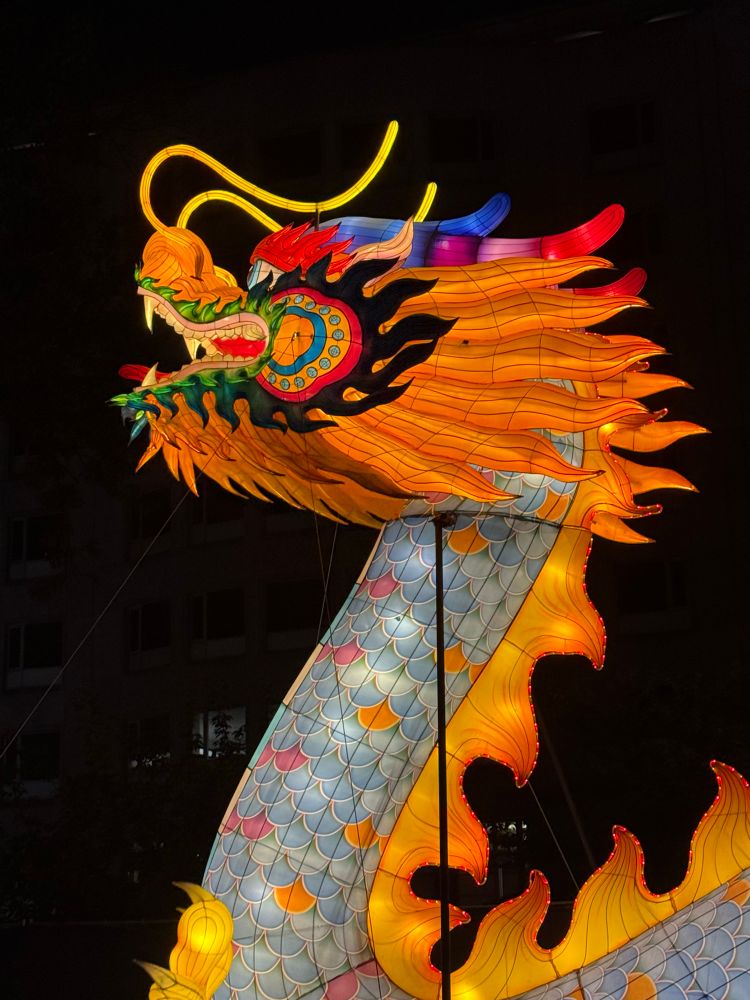 An illuminated dragon at the Chinese Lantern festival 