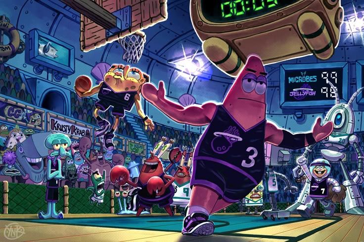 SpongeBob dunking on plankton 