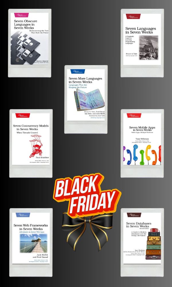 collage of book covers from pragprog.com