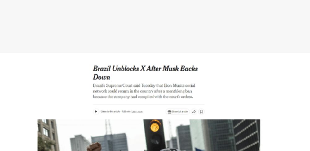 Desbloqueio do X no Brasil é derrota para Elon Musk, avalia NY Times