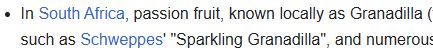 Screenshot of Wikipedia entry on passion fruit