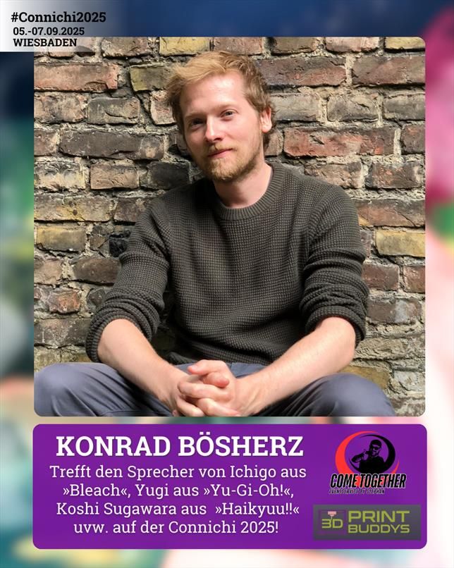 Konrad Bösherz: Trefft den Sprecher von Ichigo aus »Bleach«, Yugi aus »Yu-Gi-Oh!«, Koshi Sugawara aus  »Haikyuu!!« uvw. auf der Connichi 2025! 
