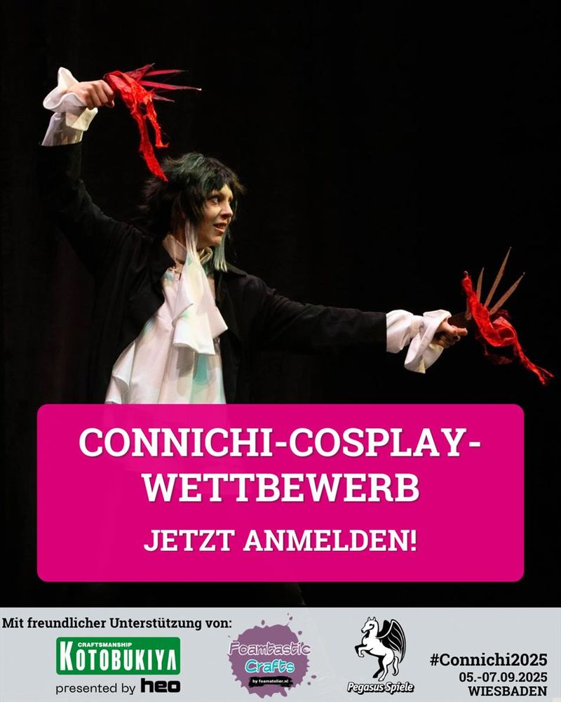 Connichi-Cosplay-Wettbewerb: Jetzt anmelden!
Mit der Unterstützung von Kotobukiya powered by heo, Foamtastic Crafts & Pegasus Spiele