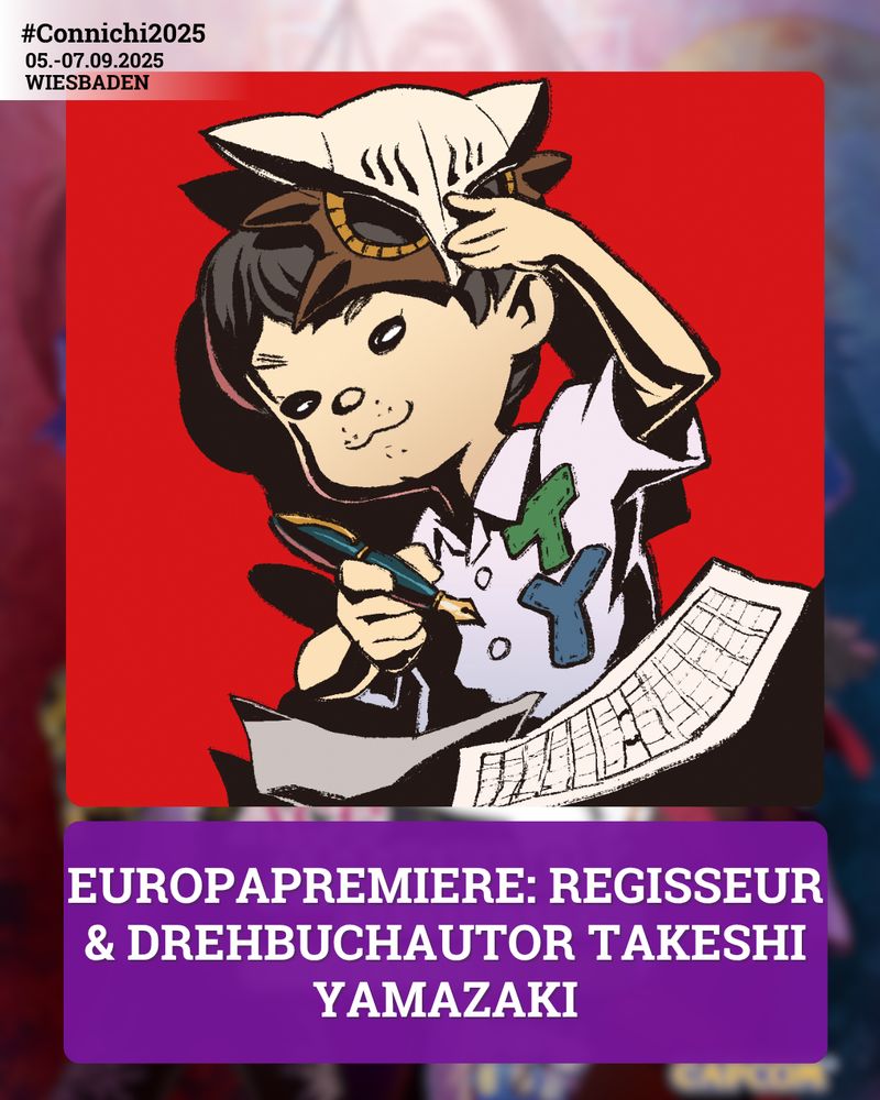 Europapremiere: Regisseur & Drehbuchautor Takeshi Yamazaki auf der Connichi. Das Bild zeigt eine Illustration des Regisseurs