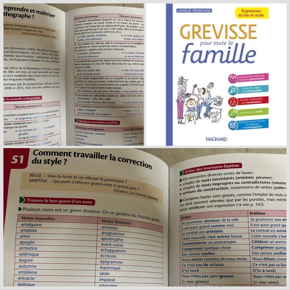 Couverture et extrait du livre grevisse pour toute la famille