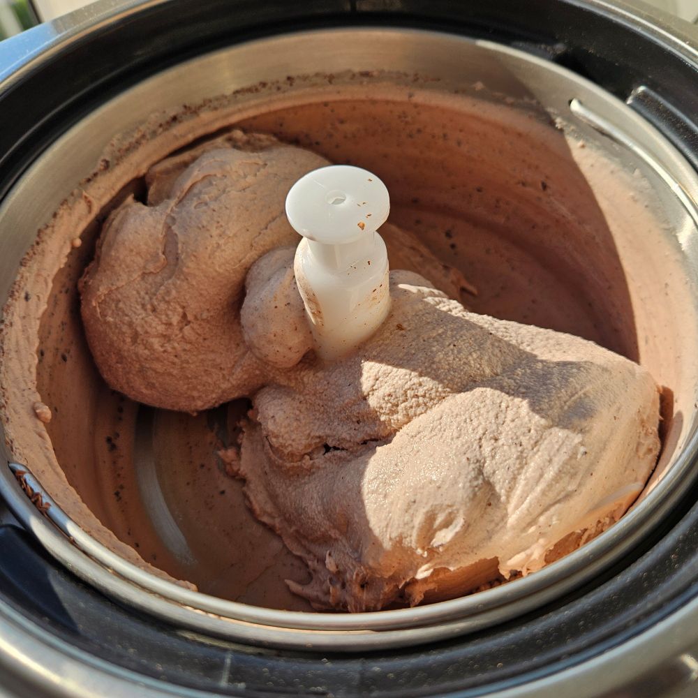 A batch of chocolate and cherry ice cream