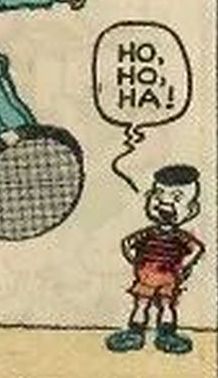 A crop of a Biffo the Bear frame, that one weird kid is going “Ho,Ho,Ha!” With his hands on his hips like he’s some sort of lord 