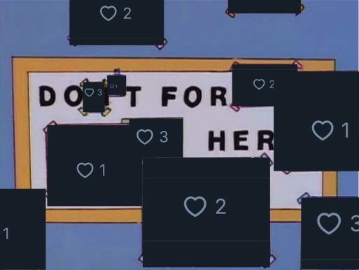 the "do it for her" simpsons meme edited so that instead of pictures of maggie, each picture is a hilariously low number of likes on bluesky
