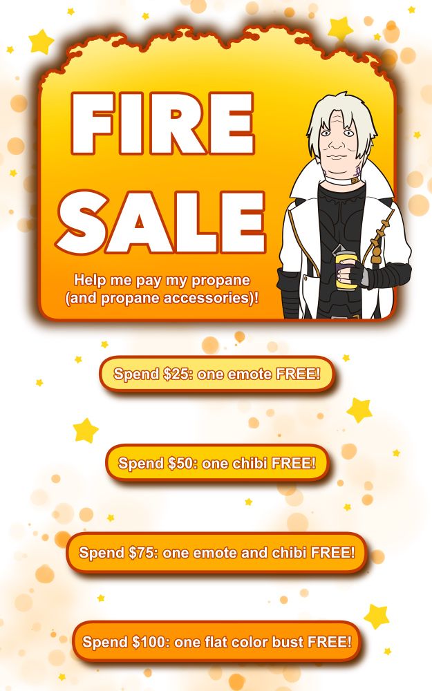 Advertisement poster for commissions, featuring Thancred Waters in the style of King of the Hill.