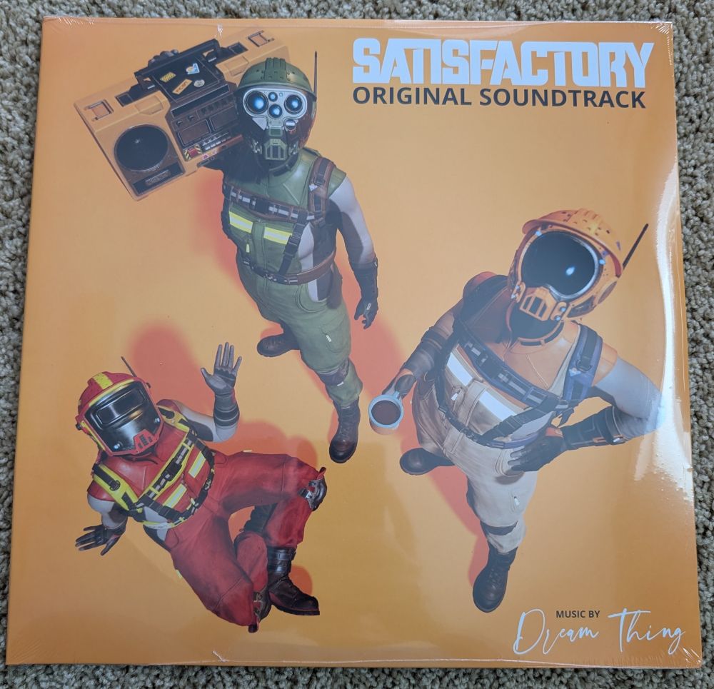 Satisfactory video game soundtrack vinyl record with the plastic wrap still on.