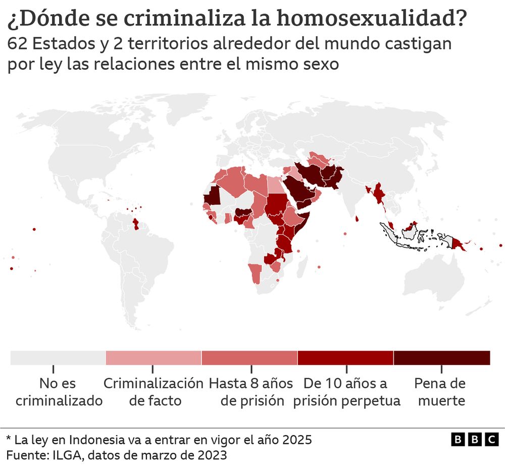 Mapamundi de las condenas por ser parte de colectivo.