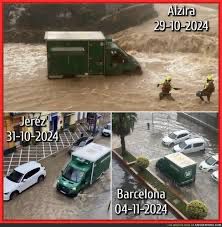 Fotografías de 3 furgones de Mercadona en plena Dana en Valencia, Jerez y Barcelona. 