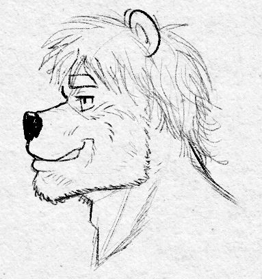 Early profile of that same bear, smirking