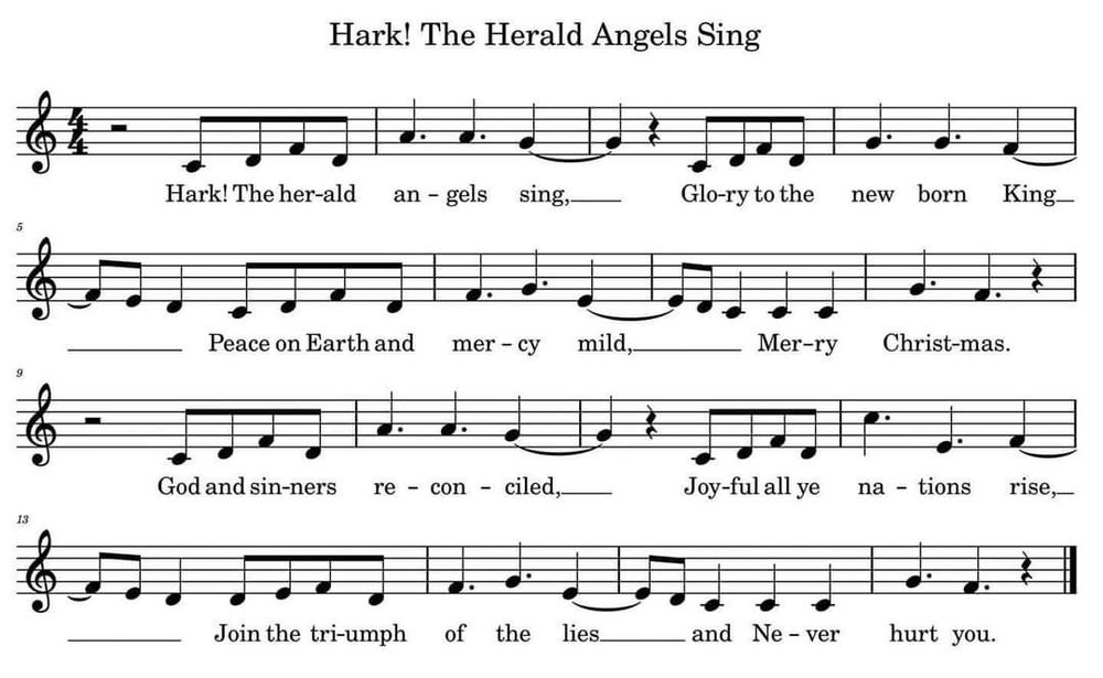 A melody line for an arrangement of Hark! The Herald Angels Sing. You know the tune and so do I... 