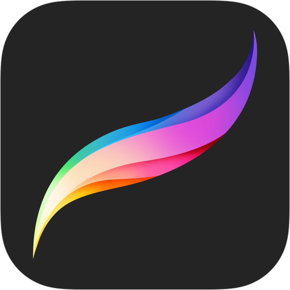 A rainbow flame logo for the program Procreate 