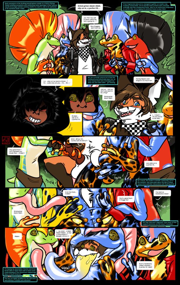 The Suitfrogs surround checker, Julian's host tries to resist but falls into the process of adding checker to another suitfrog as their newest host.