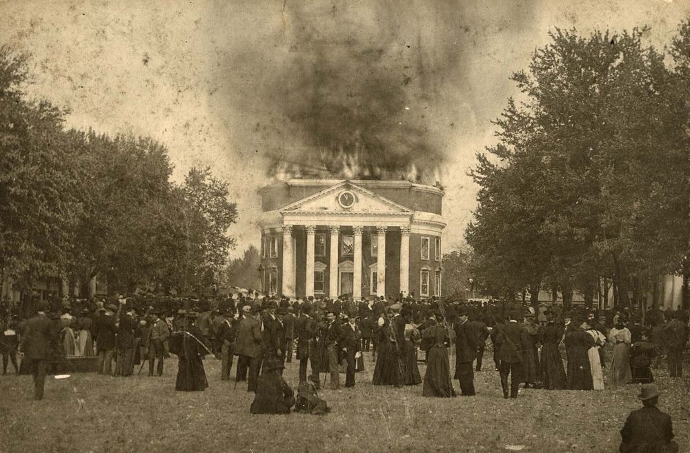 Holsinger Studio image of the Oct. 27, 1895 Rotunda fire at UVA