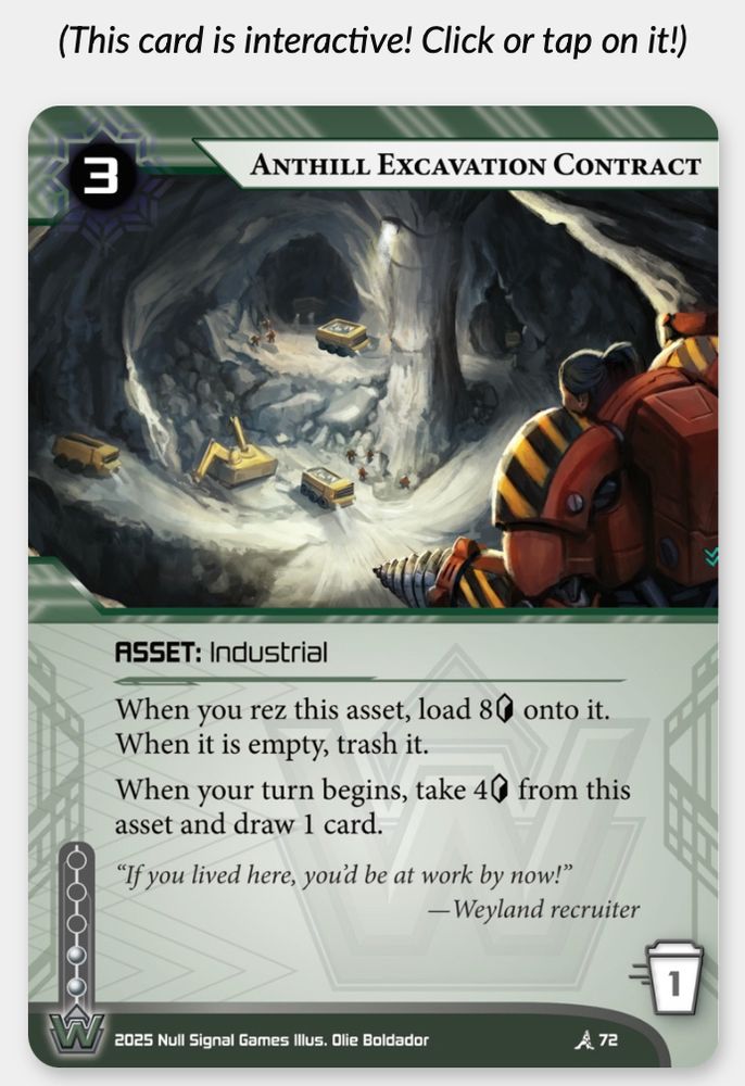 Anthill Excavation Contract from my card review.