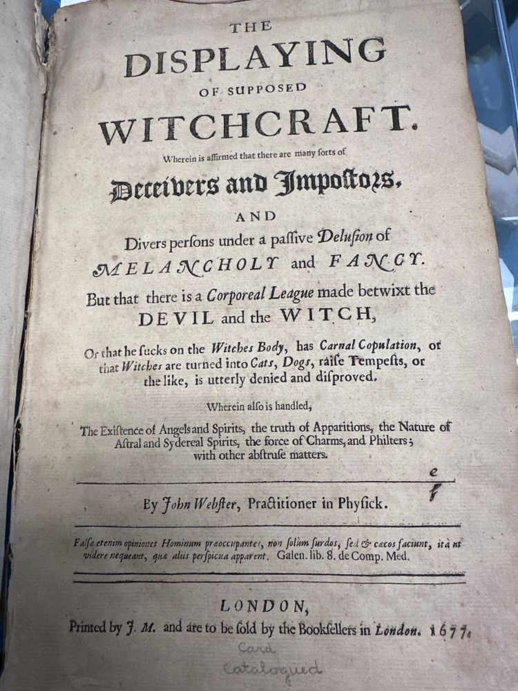 Cover page of manuscript by John Webster, refuting witchcraft 