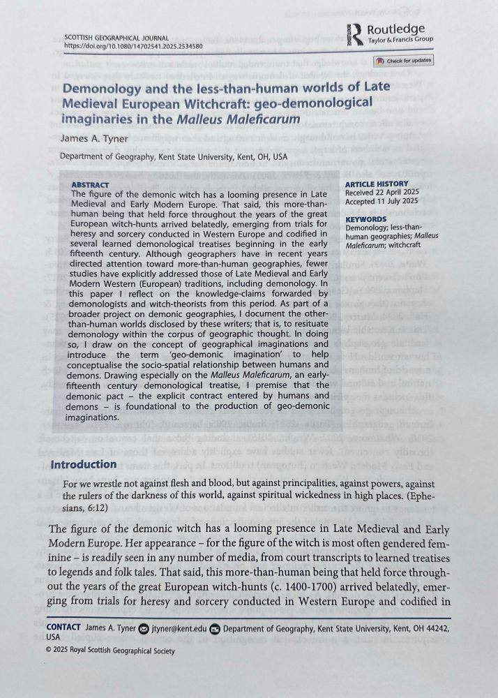 Cover page of article on geo-demonology 
