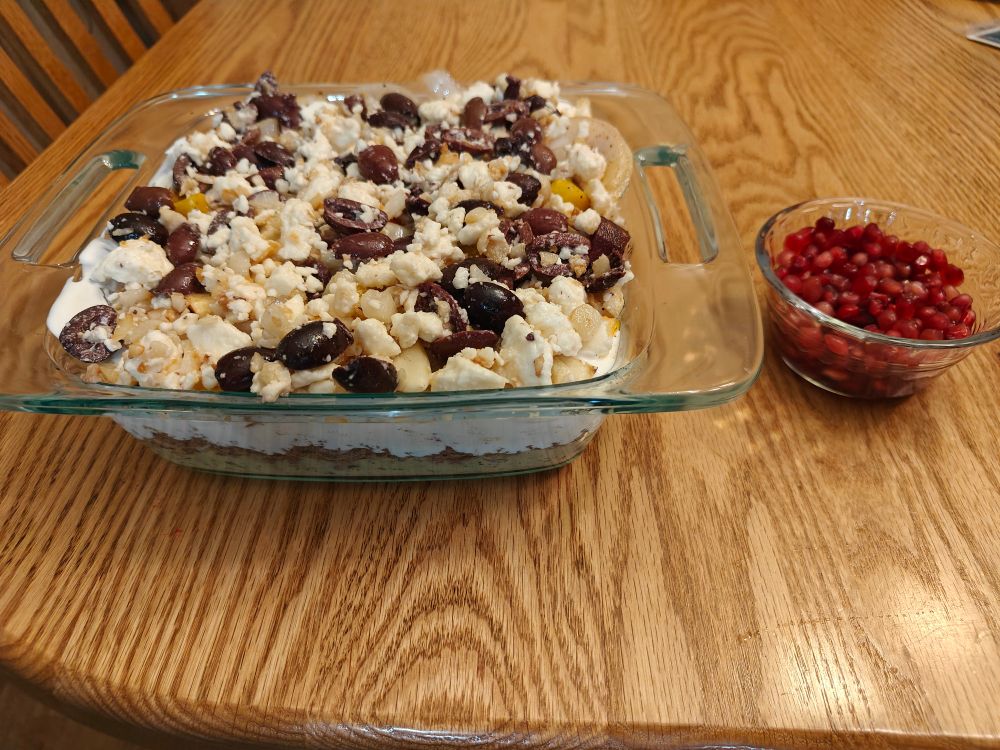 Top view with pomegranate seeds