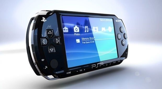 A black sony psp handheld 