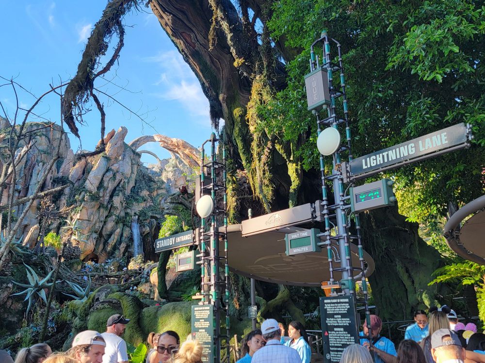 Outside Disney World's Pandora "Lightning Lane" Entrance