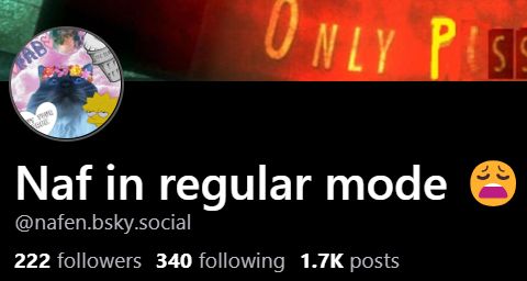 Screenshot showing Naf with 222 followers