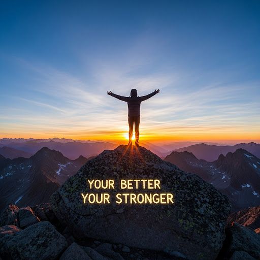 AI person on a mountaintop facing the sunrise