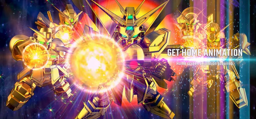 Screenshot from the game of a max limit break effect God Gundam.