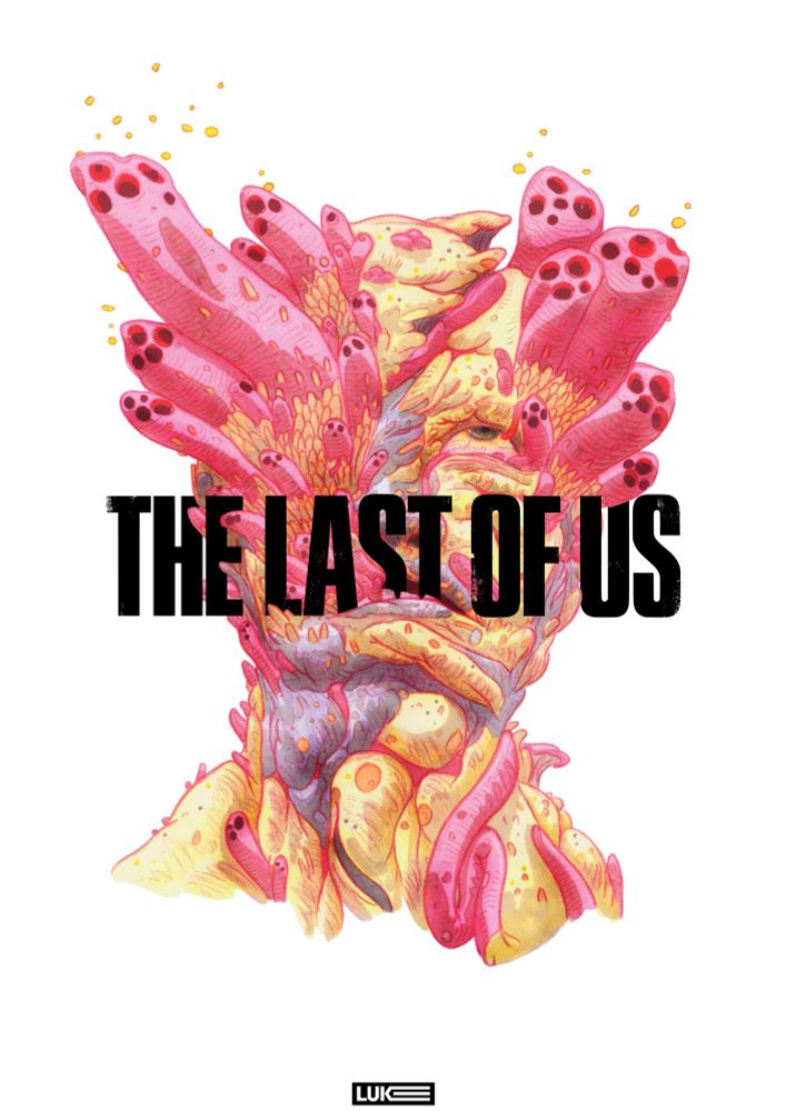 The last of Us Poster Concept 1- pen and pencil portrait of a corrupted human. Unofficial poster idea. Refs and yellows, A3 prints coming soon.