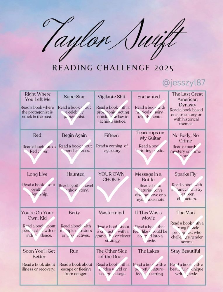 Taylor Swift Reading Challenge 2025. The prompt for Begin Again was: Read a book about second chances. 
