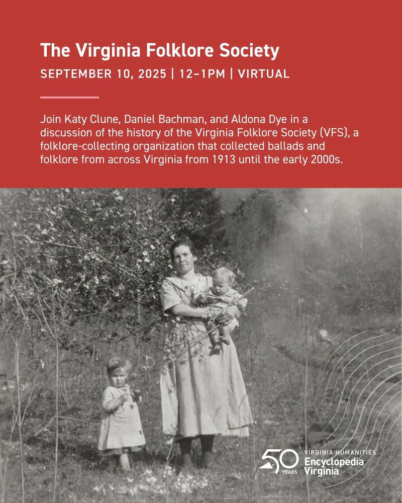a black and white photo of Texas Gladden holding one of her children standing next to another in an apple orchard outside of Salem Virginia, 192?. September 10, 2025, 12-1 PM