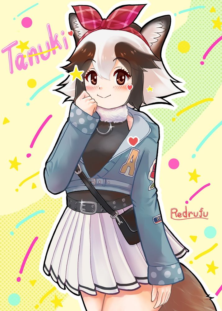 けものフレンズのおでかけ服タヌキちゃんは80年代を彷彿とさせるので、背景も80年代イラスト風にしてみました！