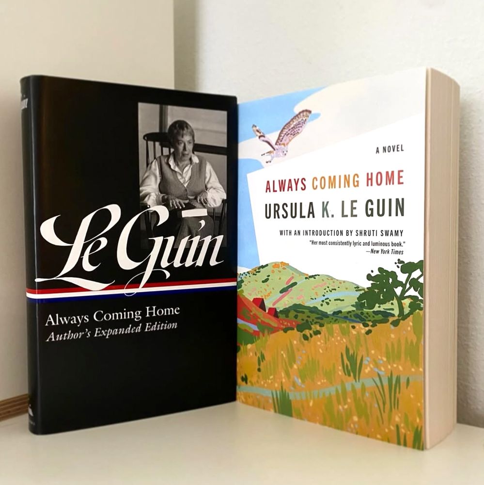 The Library of America edition of Always Coming Home (left) and the Harper Perennial edition of Always Coming Home (right).