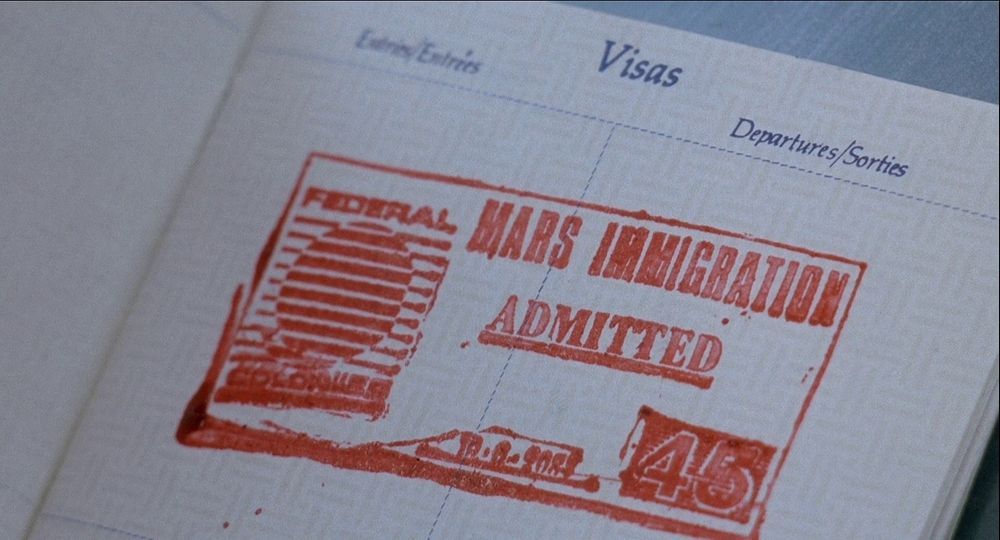 A visa in Total Recall for Mars immigration 