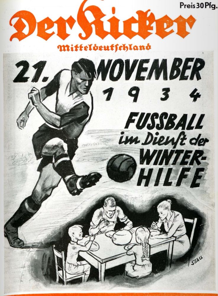 Der Kicker - Titelbild vom 20.November 1934: „Fußball im Dienst der Winterhilfe“