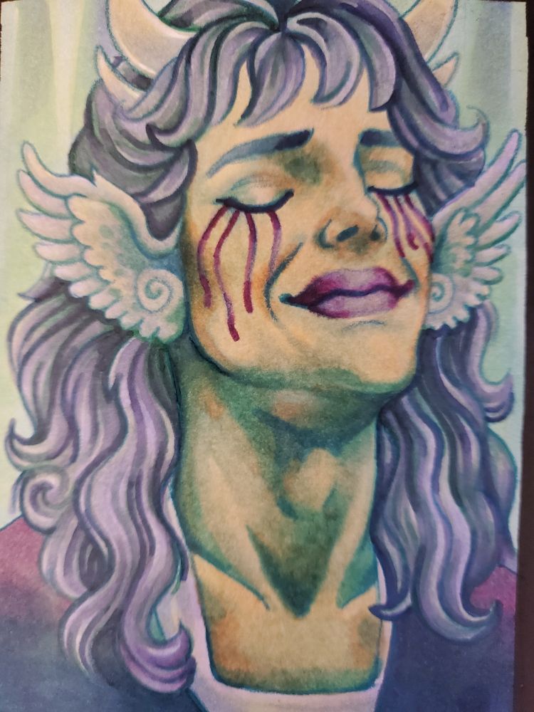 Some sort of angelic humanoid done in acrylic marker