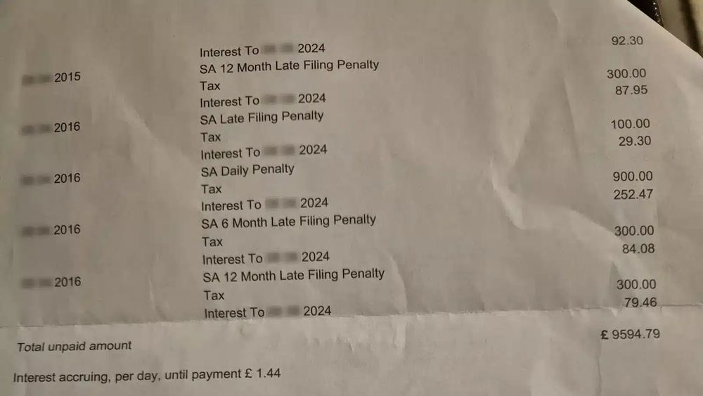 a bill from HMRC sent to Andrea for almost £9,594.79. Andrea never owed HMRC any tax.