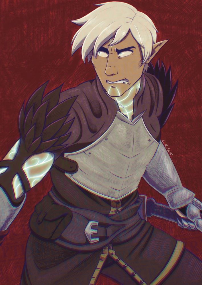Fenris from Dragon Age 2 in mid battle. Pose is based off a photo of Tom Hiddleston doing fighting choreography