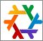 The nixos logo in rainbow colors, instead of two shades of blue.