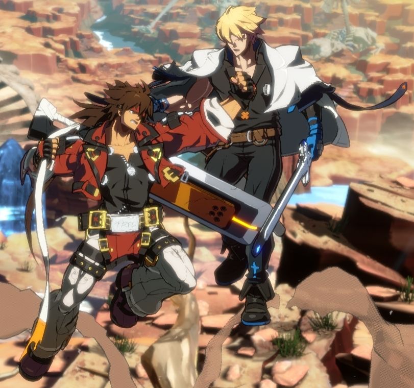 Sol Badguy's Air throw. Throws cannot be blocked, but can be Tech'd (forcing the opponent to let go and returning to a neutral position) by hitting the same input within a certain timeframe.