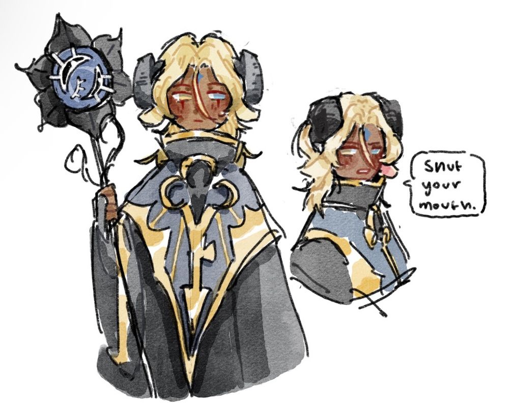 Doodles of Truthless Recluse from cookie run kingdom with a digital watercolor brush. 