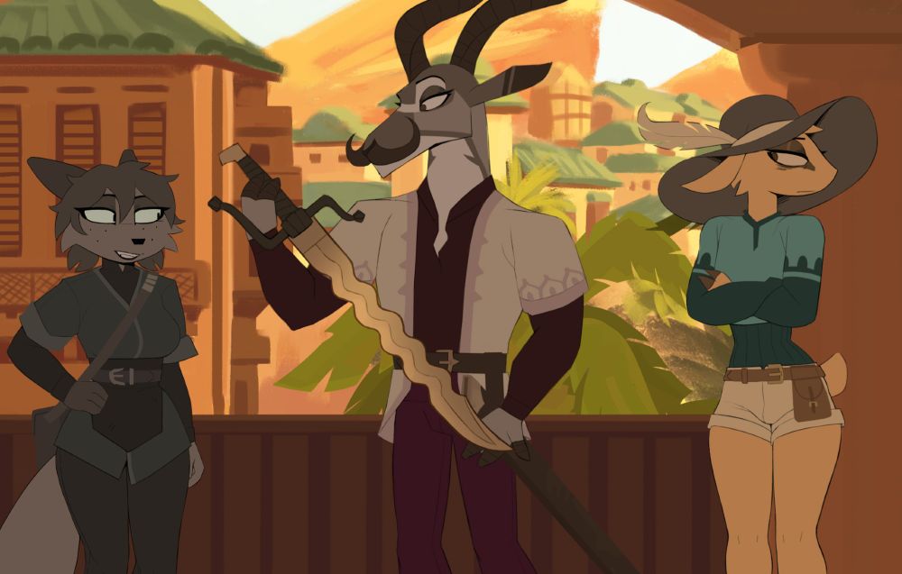 Glass Janko and Zeb (characters from Tinderkell)  stand outside Zebs tenement while Janko shows Glass his Sword.