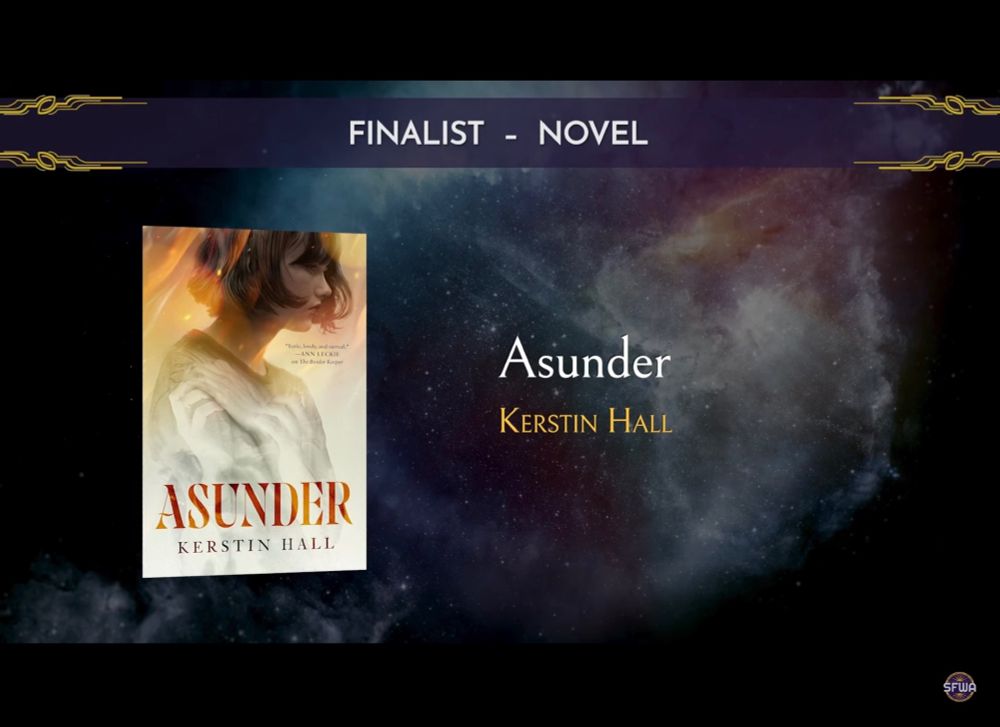 Screengrab of Asunder as Nebula Award finalist for best novel.
