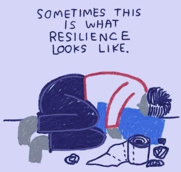 Sometimes this is what resilience looks like

[guy lying on the floor with his pillow and toilet paper