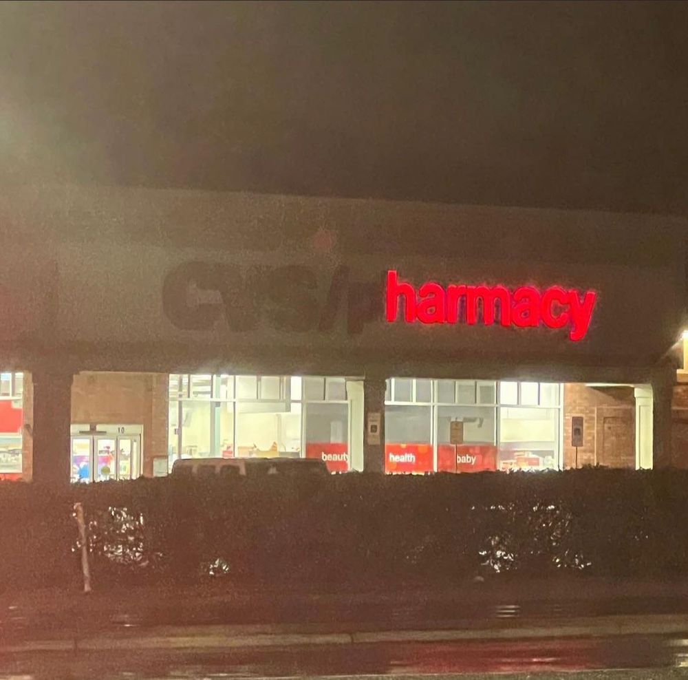a CVS Pharmacy but their sign isn't all lit up so it only says harmacy