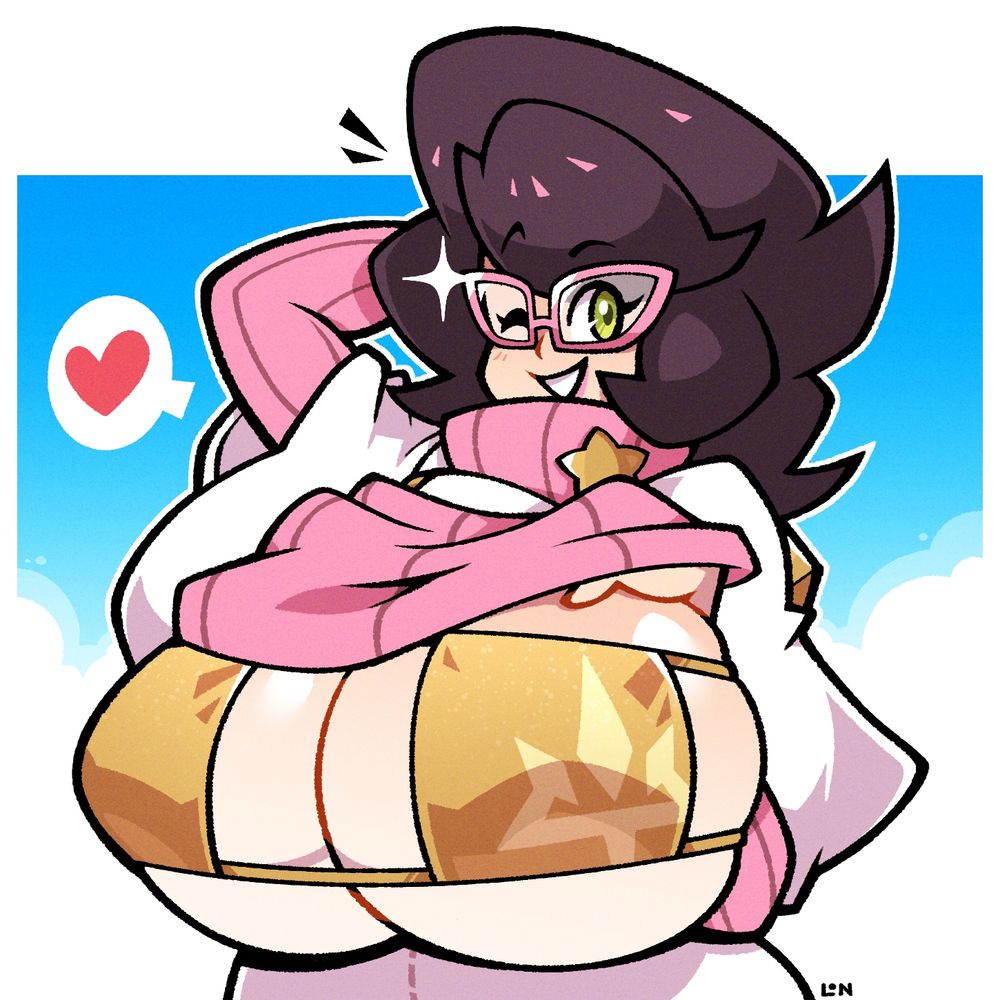 Wicke from Pokemon Sun and Moon, wearing a Aether Foundation swimsuit under her outfit